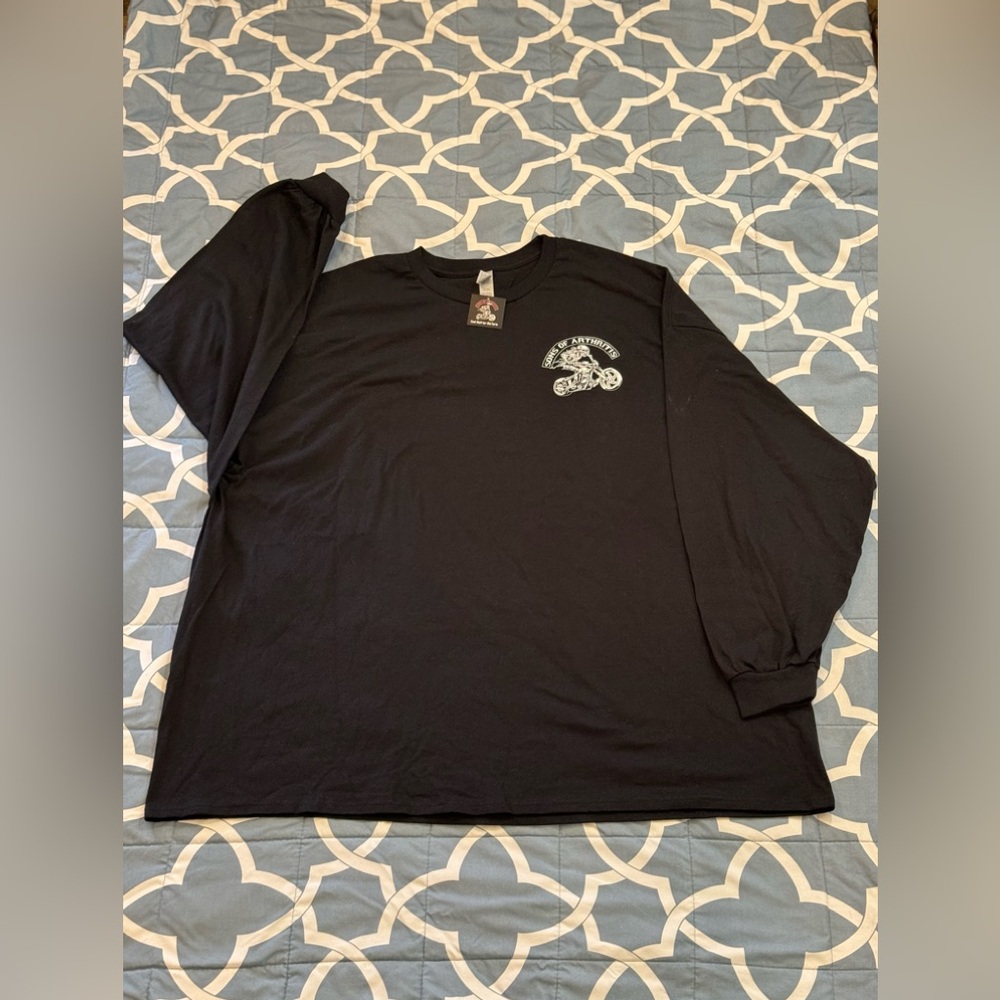 Mens 5XL Black Long Sleeve Sons Of Arthritis Biker Shirt NWT #sonsofarthritis